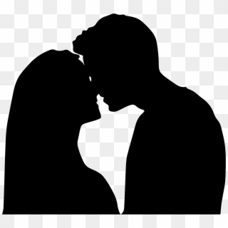Kissing Silhouette - Relationship Clipart Black And White, HD Png Download