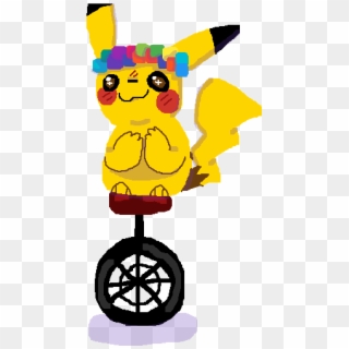 Pikachu On A Unicycle - Cartoon, HD Png Download