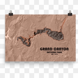 Grand Canyon National Park Physical Map Poster - Motif, HD Png Download