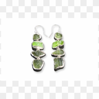 Moldavite And Green Amethyst Silver Earings - Earrings, HD Png Download