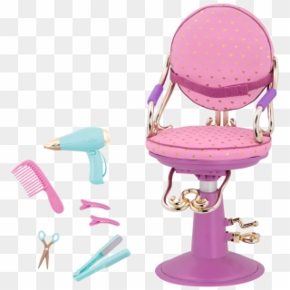 Sitting Pretty Salon Chair Gold Hearts Purple Base - Cadeira De Rodas Para Our Generation, HD Png Download