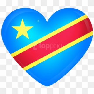 Download Democratic Republic Of The Congo Large Heart - Flag Of Congo Png, Transparent Png