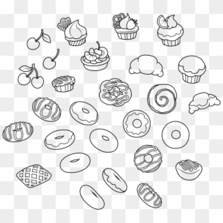 Pastry Drawing - Pastries Png Black And White, Transparent Png