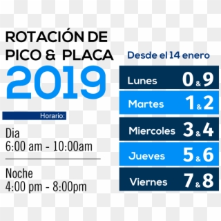 Pico & Placa Desde El 14 De Enero - Pico Y Placa Cali 2019, HD Png Download