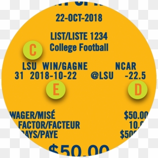 The Portion Of A Point Spread Ticket Highlighting Lsu - Circle, HD Png Download