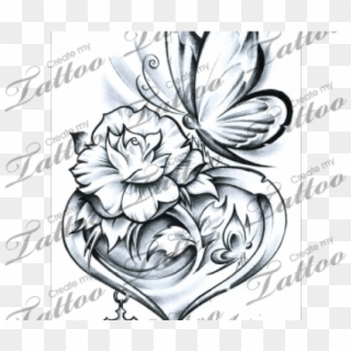 Tattoo Ideas Butterflies Flowers, HD Png Download
