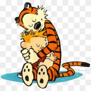 Sleeping Tigger And Boy Hug Clipart Png - Calvin & Hobbes Png, Transparent Png