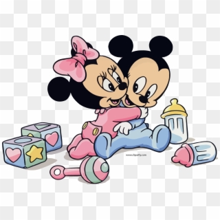Baby Minnie And Mickey Hug Clipart Png - Baby Mickey Mouse And Minnie Mouse, Transparent Png