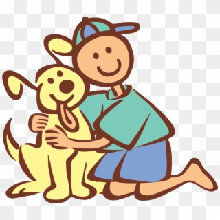 Dogs Clipart Hug - Boy And Dog Clip Art, HD Png Download