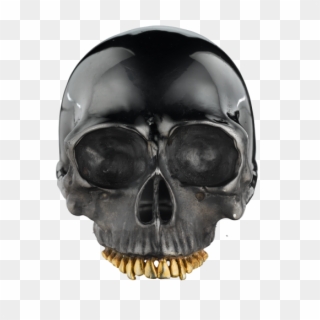 Yellow Gold And Sterling Silver Black Skull Ring By - Skull, HD Png Download