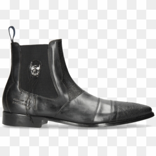 Ankle Boots Elvis 12 Black Phyton Black Skull Patch - Chelsea Boot, HD Png Download