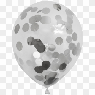 Clear Balloons With Silver Confetti - Confetti Balloon Png Silver, Transparent Png