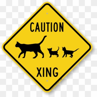Caution Cat With Kittens Xing Sign - Under Construction Facebook Profile, HD Png Download