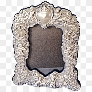 Silver Picture Frame Repousee With Cherubs Vintage, HD Png Download