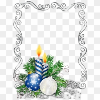 Large Transparent Silver Christmas Photo Frame With - Blue Christmas Border Design, HD Png Download