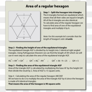Area Of A Regular Hexagon - Triangle, HD Png Download