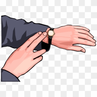 Vector Illustration Of Hands Checking The Time On Watch - Muchas Gracias, HD Png Download