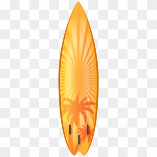 Orange Surfboard With Palm Trees Transparent Clip Art - Transparent Background Surfboard Png, Png Download