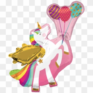 Streamers Clipart Party Horn - Unicorn W Balloons, HD Png Download