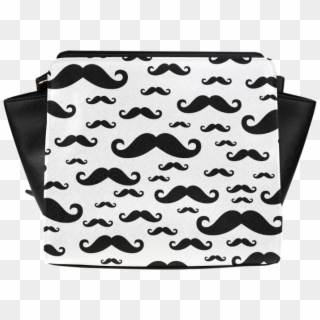 Black Handlebar Mustache / Moustache Pattern Satchel - Illustration, HD Png Download