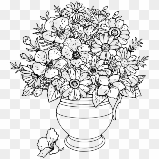 Swingshiftdesigns Flowervase Transparent Png - Bouquet Of Flowers Drawing, Png Download