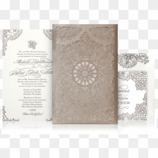 Lace Laser Cut Wedding Invitation - Luxury Wedding Invitations Brown, HD Png Download