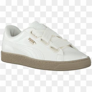 White Puma Sneakers Basket Heart Patent Womens Leather - Sneakers, HD Png Download