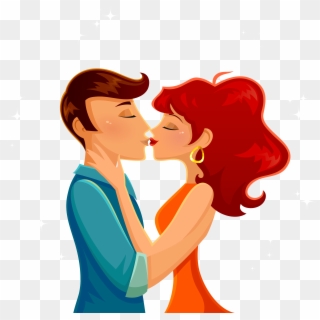 Couple Kiss Cartoon Png, Transparent Png