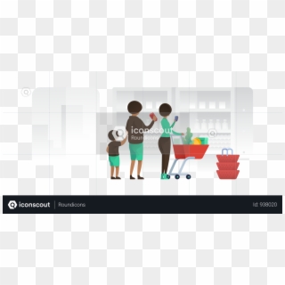 Family With A Shopping Cart In Mall Illustration - Toddler, HD Png Download