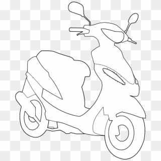 Blue Scooter Black White Line Art 999px 136 - Scooter, HD Png Download