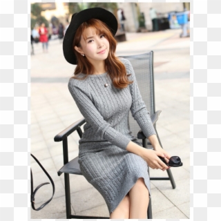 Modern Twist Long Sweater Dress Women Sexy Slim Bodycon - Girl, HD Png Download