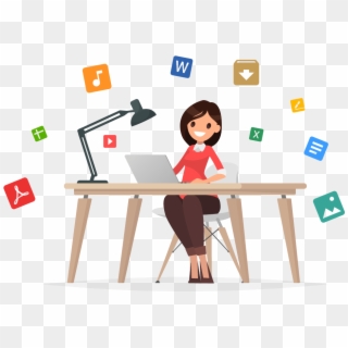 Access Your Files Like A Pro With Pcloud Premium Plus - Woman Working On Laptop Clipart, HD Png Download