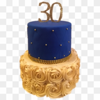 Transparent Cake Black Forest - Royal Blue And Gold Birthday Cake, HD Png Download