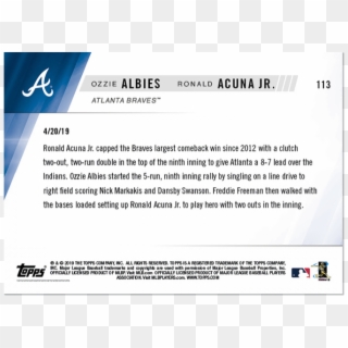 2019 Topps Now 113 Ozzie Albies Ronald Acuna Jr Atlanta - Atlanta Braves Logo Black, HD Png Download
