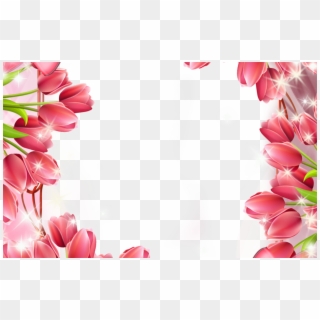 Beautiful Transparent Png Frame With Red Tulips Frames - Beautiful Frames And Borders, Png Download