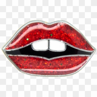 Mini Lips Pin, Red Glitter - Emblem, HD Png Download