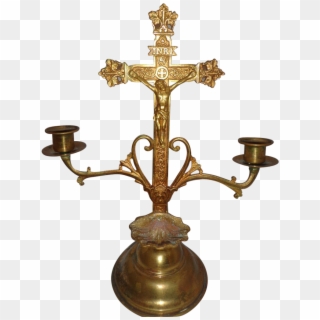 Beautiful All-original Altar Cross Roman Catholic Religious - Brass, HD Png Download