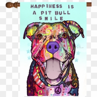 Happiness Is A Pit Bull Smile Pit Bull Flag Featuring - Pitbull Art Dean Russo, HD Png Download