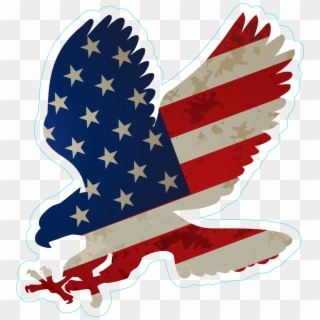 Eagle With Us Flag On Wings Sticker Bumper Sticker - Eagle As Flag, HD Png Download