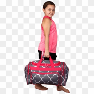 10 Year Old Girl With Big Kids Duffle Bag - Girl Holding Duffle Bag, HD Png Download
