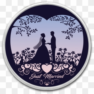 Buy 1 Oz Silver Colorized Round Just Married Silhouette - Gambar Vektor Siluet Happy Wedding, HD Png Download