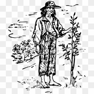 Big Image - Johnny Appleseed Clipart Black And White, HD Png Download