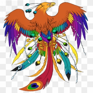 Amazing Vivid Color Phoenix From Back Tattoo Design - Golden Eagle, HD Png Download