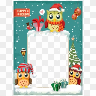 Cute Owl Frame - Cute Christmas Owl Frame, HD Png Download