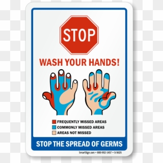 Stop Wash Your Hands Sign - Stop Sign, HD Png Download