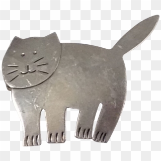 Fat Cat Large Kitty Figural Pin Taxco Sterling Silver - Black Cat, HD Png Download