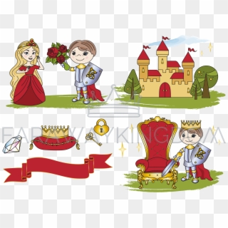 Little King Castle Fairy Tale Cartoon Vector Illustration - تصویرسازی پادشاه در قصر, HD Png Download
