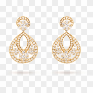 Snowflake Earrings, - Front View - Vcaro3rs00 - Van - Gold Pave Diamond Drop Earrings, HD Png Download