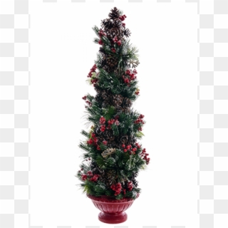 36 Iced Berry/pine Cone Topiary Tree In Paper Mache - Christmas Tree, HD Png Download