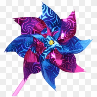 Blue And Pink Flower Windmill - Molinete Juguete, HD Png Download